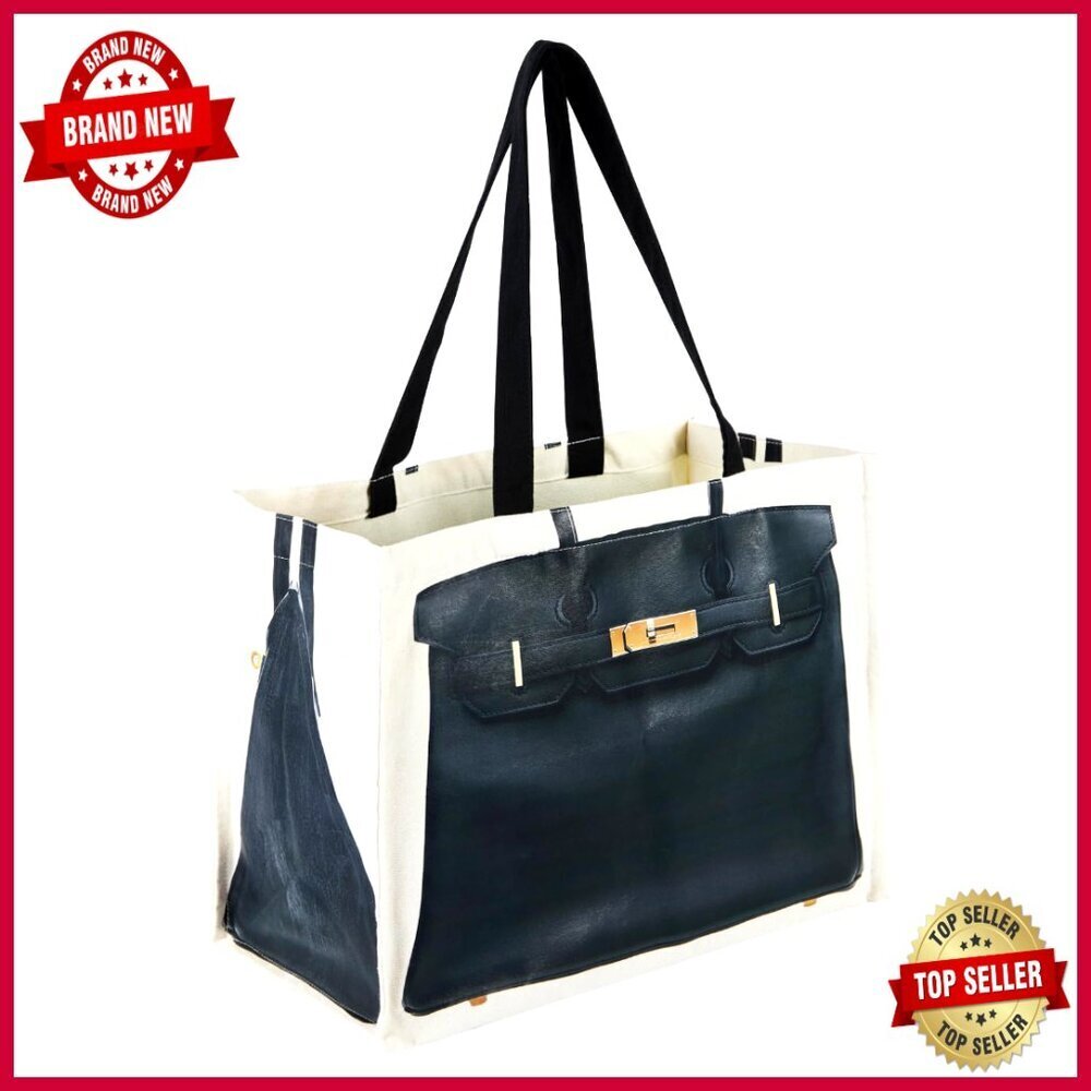 Large Canvas Tote Bag Foldable Everyday Carryall Spacious Handbag